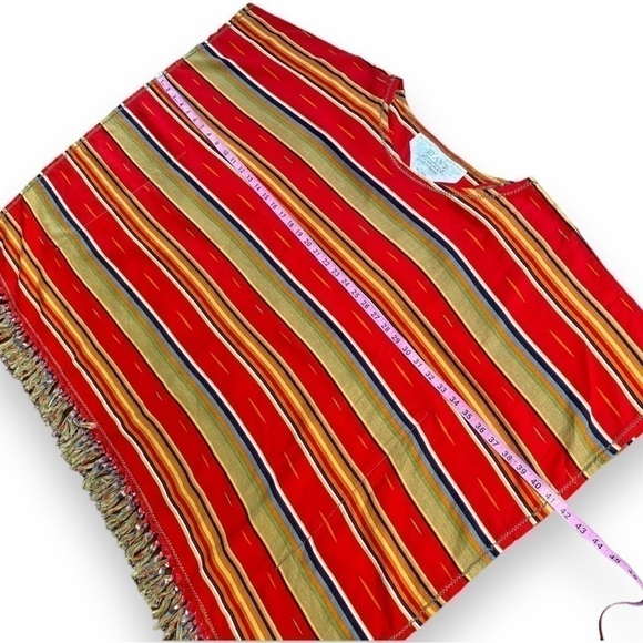 NEW Ryan Michael Serape Summer Linen-Blend Poncho | Size L/XL - Picture 12 of 16